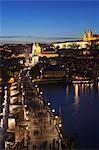 View over the River Vltava to Charles Bridge and the Castle District with St. Vitus Cathedral and Royal Palace, UNESCO World Heritage Site, Prague, Czech Republic, Europe