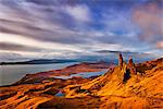 The Old Man of Storr at dawn sunrise,Trotternish Peninsula, Isle of Skye, Inner Hebrides, Highlands and Islands, Scotland, United Kingdom, Europe