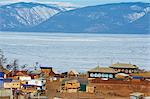 Khoujir, Maloe More (Little Sea), frozen lake during winter, Olkhon island, Lake Baikal, UNESCO World Heritage Site. Irkutsk Oblast, Siberia, Russia, Eurasia