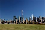 1 World Trade Centre Tower and New York's financial district as seen from Liberty State Park, New York, United States of America, North America