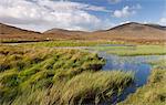 A view of the Hills of South Harris and Loch Steisebhat near Leverburgh, Isle of Harris, Outer Hebrides, Scotland, United Kingdom, Europe