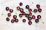 Cherries on a wooden surface