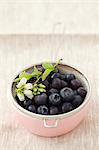 Blueberries in a sieve in a bowl