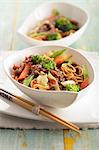 Mie noodles with vegetables and beef (Asia)