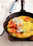 Rösti (fried Swiss potato cakes) with creamed radish and smoked salmon