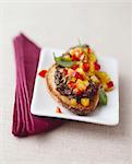 Crostini with olive tapenade and peppers