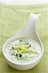 Bowl of Chilled Cucumber Soup with Mint