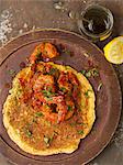 Sambal prawns on a pancake (Indonesia)