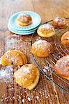 Doughnuts dusted with icing sugar