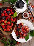 Strawberries and blackberries with a set of kitchen scales