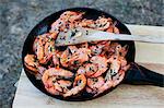 Fried king prawns with garlic and parsley