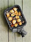 Roast potatoes with garlic (view from above)