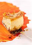 Thinly sliced almond cheesecake