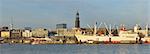 View of Harbour and St Michaelis Church in Background, Hamburg, Germany