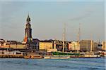 View of Harbour and St Michaelis Church in Background, Hamburg, Germany