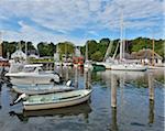 Boats in Harbour, Summer, Kloster, Baltic Island of Hiddensee, Baltic Sea, Western Pomerania, Germany