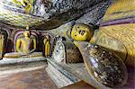 Sitting and reclining Buddha statues, Royal Rock Temple, Golden Temple of Dambulla, UNESCO World Heritage Site, Dambulla, Sri Lanka, Asia