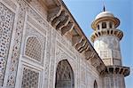 Pietra Dura stone and jewel inlay cut in marble frescoes at Tomb of Etimad Ud Doulah, 17th Century Mughal tomb built 1628, Agra, India