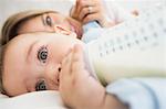 Closeup of baby boy drinking milk