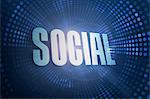 Social against futuristic dotted blue and black background