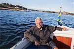 Senior man on sea, Grundsund, Bohuslan, Sweden