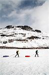 People skiing, Sarek national park, Lapland, Sweden