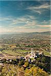 Overview of San Francesco's Basilica and surrounding hills, Assisi, Umbria, Italy