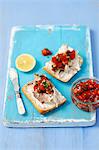 Ciabatta with smoked mackerel and tomato salsa