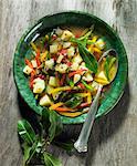 Potato and pepper soup with bay leaves