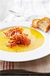 Pumpkin soup with smoked salmon