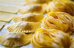Homemade tagliatelle and ravioli