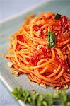 Pasta povera (spaghetti with tomato sauce and breadcrumbs, Italy)