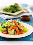 Prawn salad with asparagus and avocado