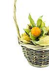 Cape gooseberry, physalis in basket isolated on white background.