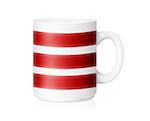 White ceramic mug  with red lines ,Isolated on a white. (with clipping work path)