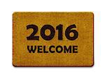 Happy new year 2016, welcome doormat carpet isolated on white. (clipping path included)