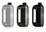 White, gray, black plastic gallon, jerry can  isolated on a white background.  (with clipping work path)