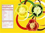 Creative Design for fruit and vegetables with Nutrition facts label.