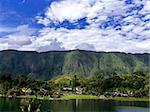 View from Tuk-Tuk Village to Ambarita Church. Lake Toba, Indonesia.