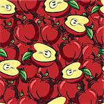 Apples fruits sketch drawing seamless background