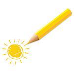 Yellow Pencil With Drawing, Vector Illustration