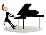 Pianist is playing music with inspiration