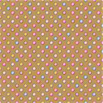 Beige Seamless Polka Dot Pattern with Colorful Pink Yellow Purple Spots. Background