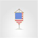 Pennon with the flag of USA. Isolated vector illustration on white.