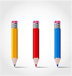 Illustration set colorful wooden pencils with shadows - vector