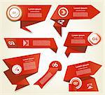 Set of red vector progress, version, step icons. eps 10