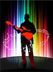 Live Musician on Abstract Spectrum Background Original Illustration