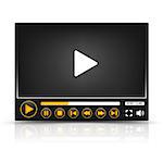 Vector media player interface with orange colored buttons