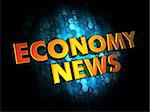 Economy News - Gold 3D Words on Dark Digital Background.