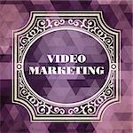 Video Marketing Concept. Vintage design. Purple Background made of Triangles.